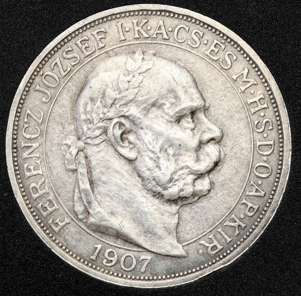 Węgry. Franciszek Józef I, 5 koron 1907 – SREBRO