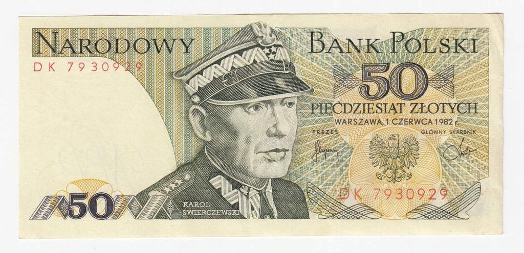 Banknot 50 zł 1982, seria DK, st. 2