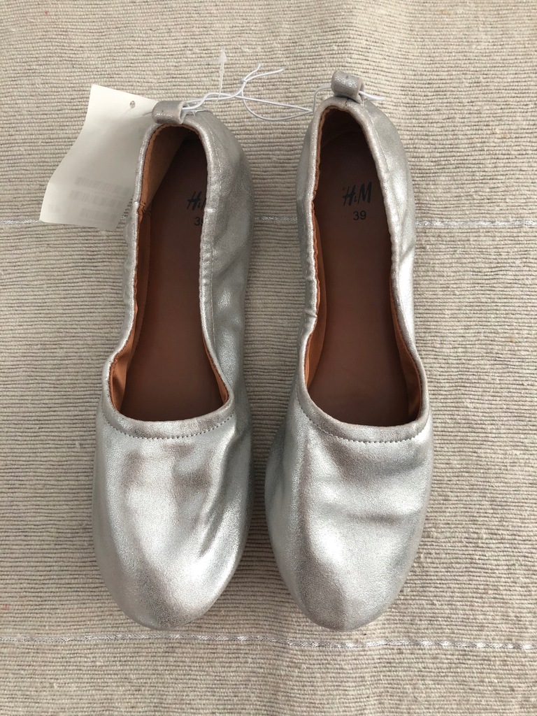 H&M baletki baleriny srebrne R 39 NOWE