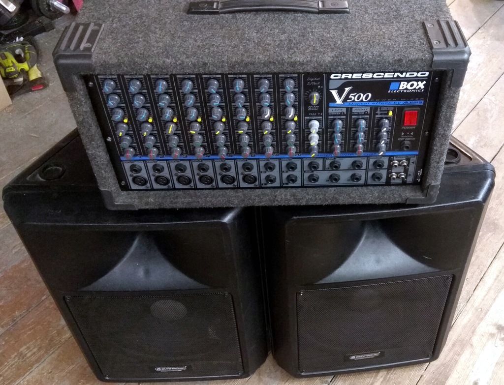 Powermixer Box V500 z efektami + 2 kolumny