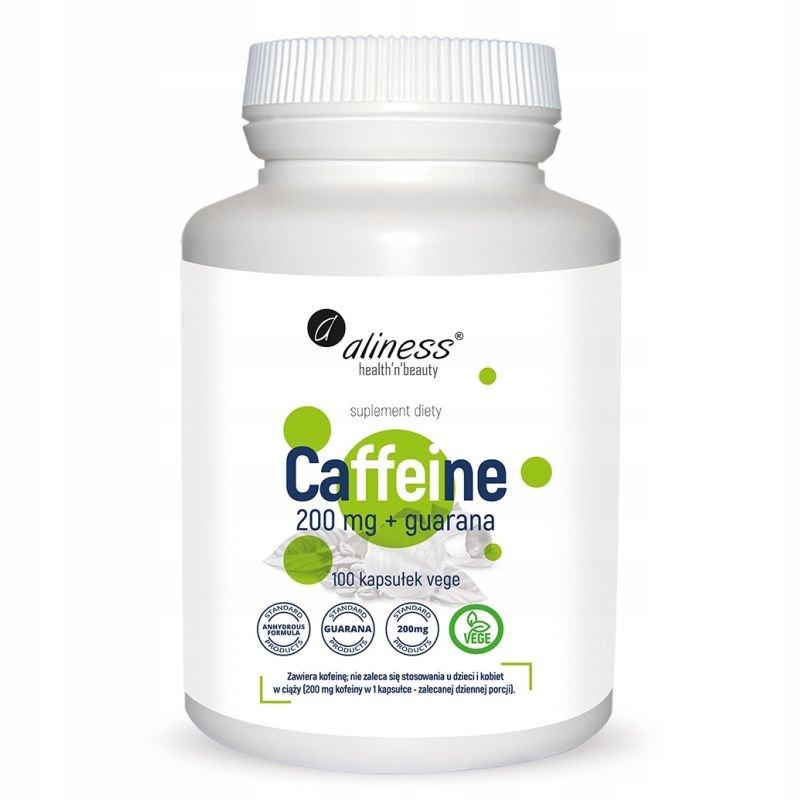 Caffeine - Kofeina 200 mg + Guarana (100 kaps.)