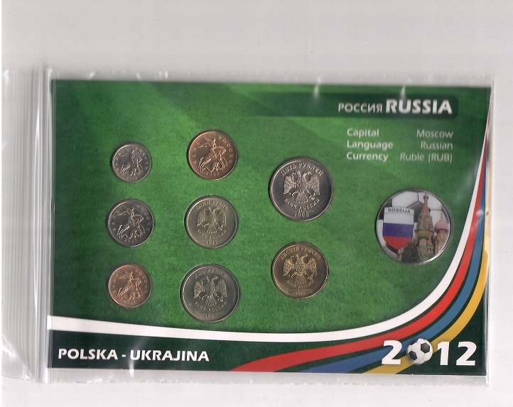 zestaw monet Rosja+medal EURO 2012
