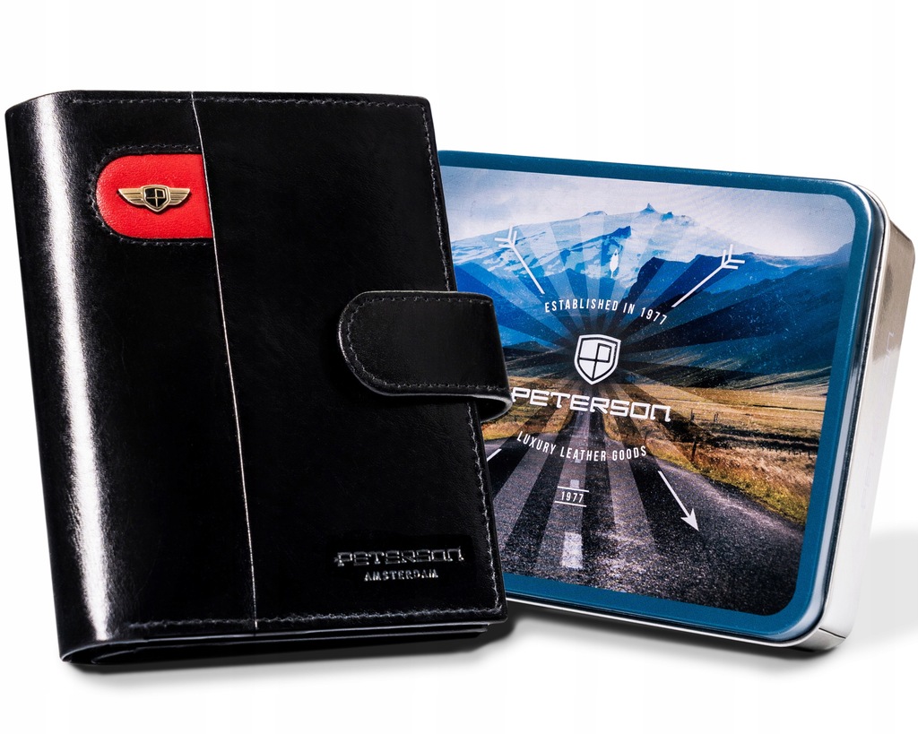 PETERSON PREMIUM portfel męski skórzany zatrzask