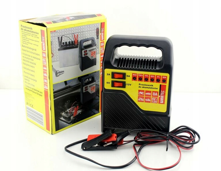 ZNAKOMITY UNITEC PROSTOWNIK 2A 8A 6V/12V ZESTAW
