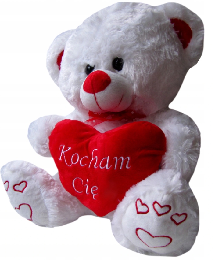 MIŚ PLUSZOWY SERCE NAPIS KOCHAM CIĘ DZIEŃ KOBIET