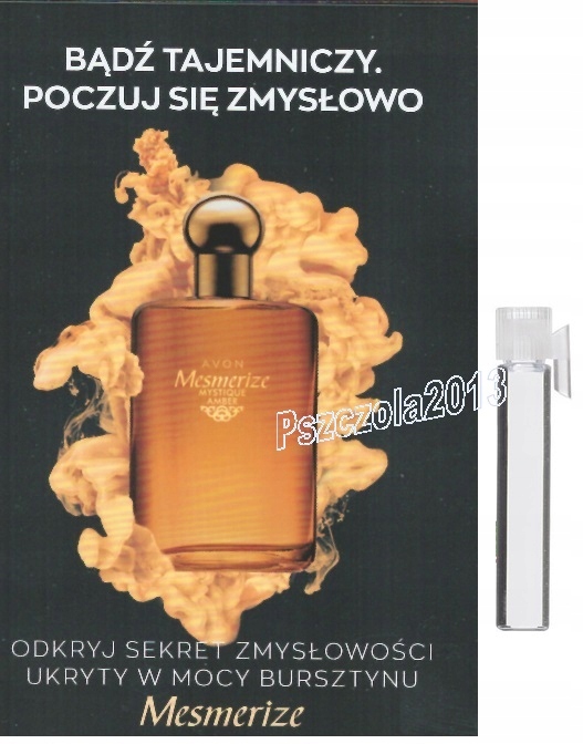 AVON próbka ulotka Mesmerize Mystique AMBER Niego