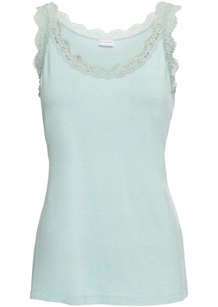 TOP SHIRTOWY Z KORONKĄ NIEBIESKI 1S3E26 Bonprix 40/42
