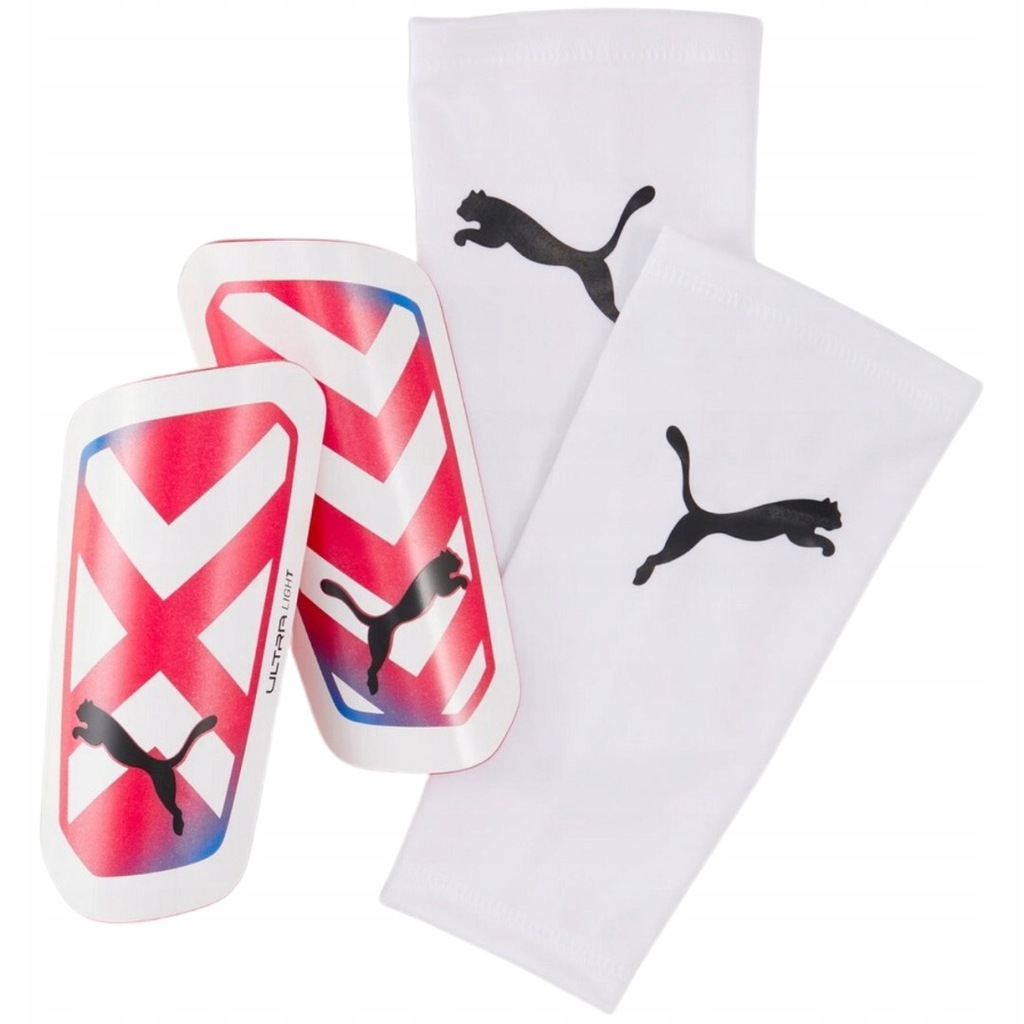 Ochraniacze piłkarskie Puma Ultra Light Sleeve biało-czerwone 30873 05 XL