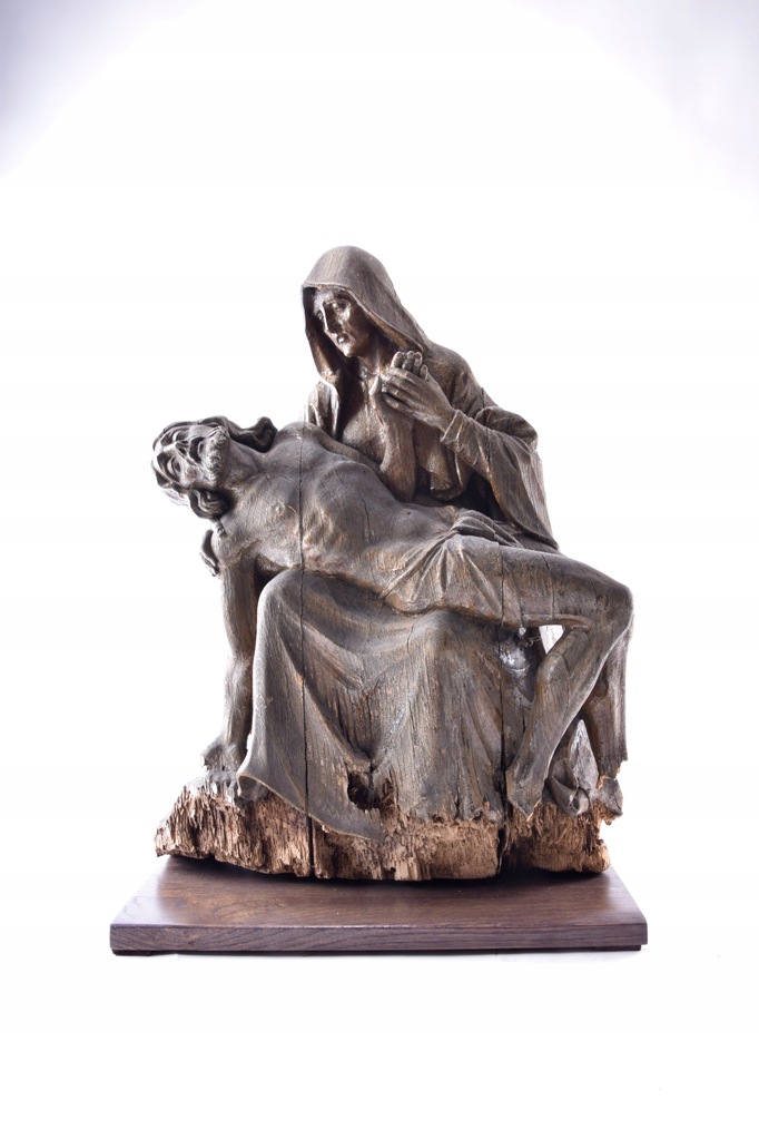 Pieta duża 1800 r drewno dębowe 65x50x20 cm