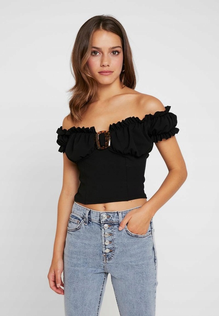 C8F504*MISSGUIDED PETITE CZARNY TOP KLAMRA 40 S01