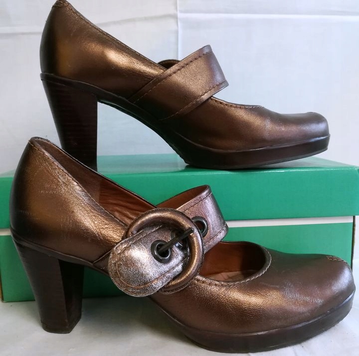 Buty damskie czółenka CLARKS złote 38 z 339zł !!!