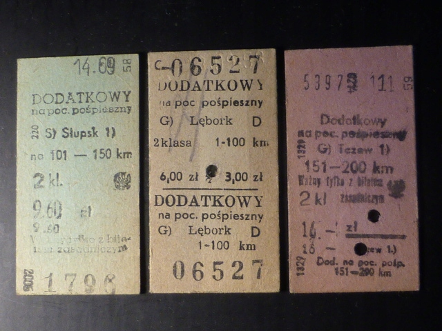 Zestaw 3 biletówPKP, Dodatk.Słupsk,Lębork,Tczew,58