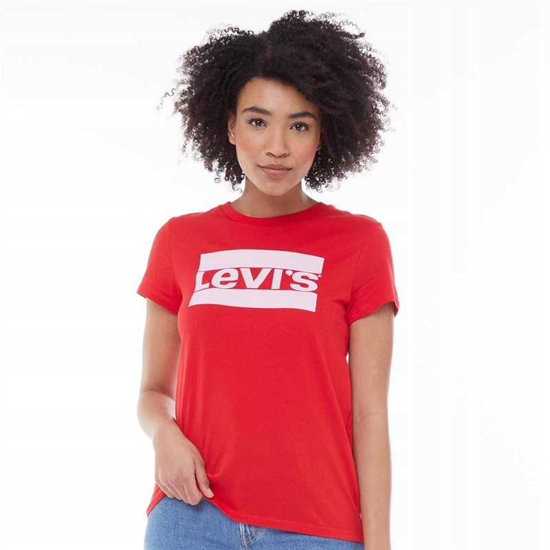 LEVIS T-SHIRT DAMSKI CZERWONY Z LOGO PROSTY S 1BTJ