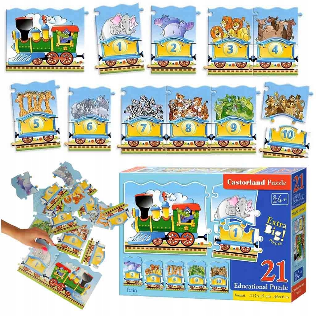 CASTORLAND Puzzle edukacyjne Train 13 elementów - Układanka w pociągu 4+