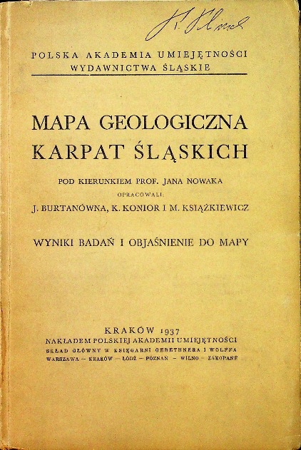Mapa geologiczna Karpat Śląskich 1937 r.