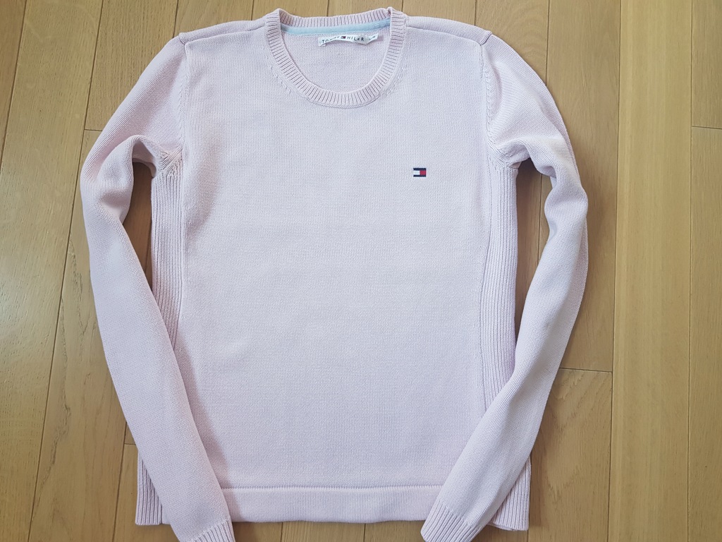 TOMMY HILFIGER SWETER LOGO S/M PUDER RÓŻ