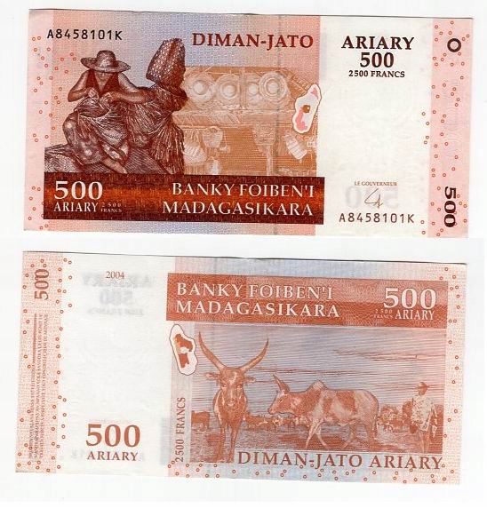 MADAGASKAR 2004 500 ARIARY / 2500 FRANCS