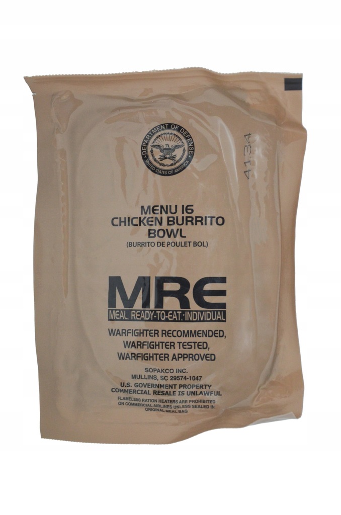 Wojskowa racja żywnościowa USA Army MRE 16 - burrito z kurczakiem