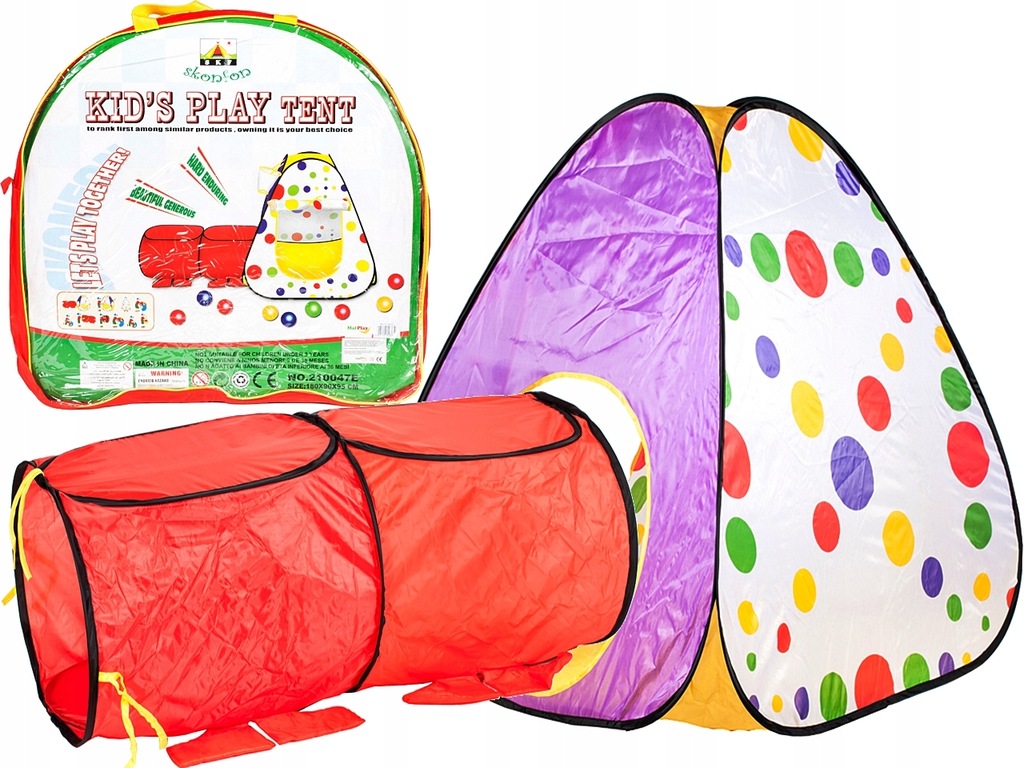 NAMIOT 2 Częściowy Iglo Kropki + Tunel KOLOROWY 7525187977 3 częściowy namiot Zamek domek, igloo, tunel