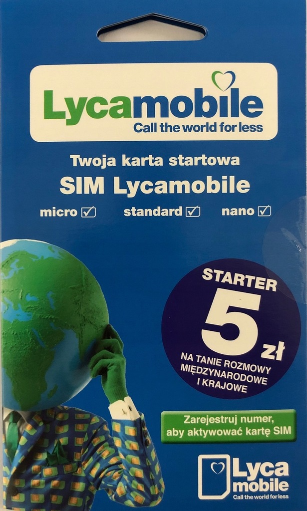 Lycamobile - karta SIM 5 zł na koncie do wykorzyst