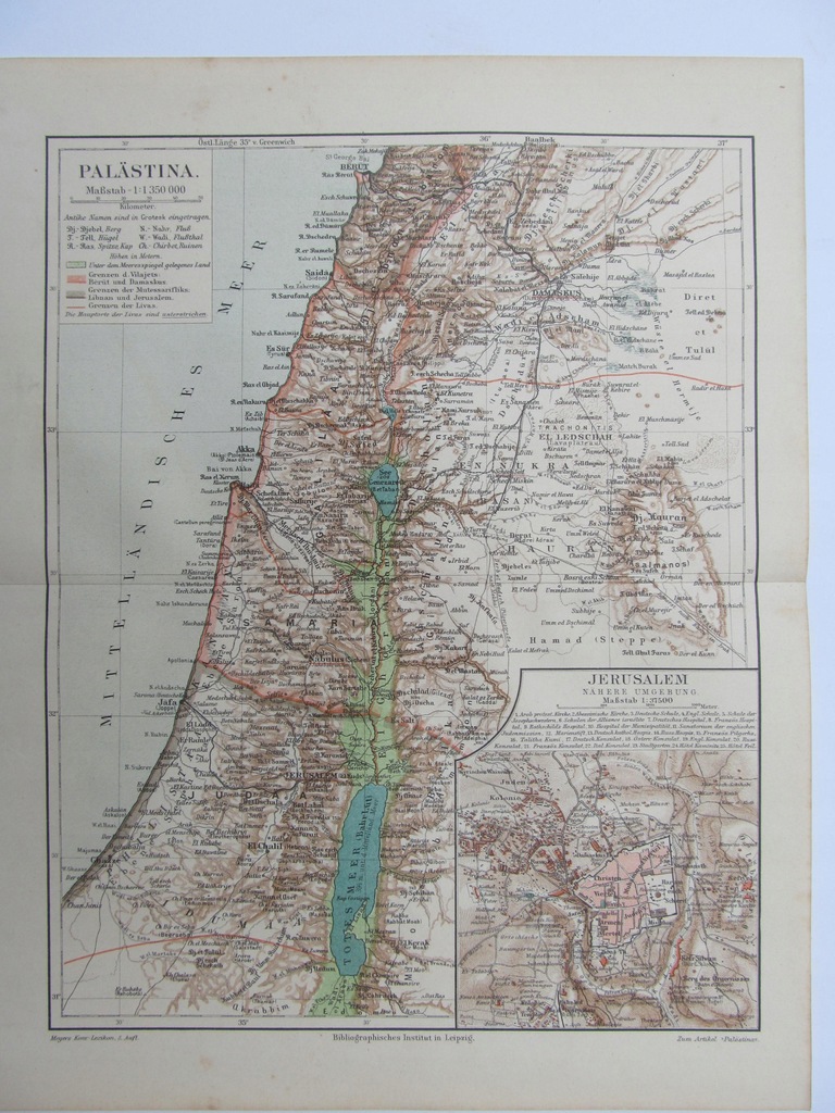 AZJA PALESTYNA JEROZOLIMA mapa 1897 r.