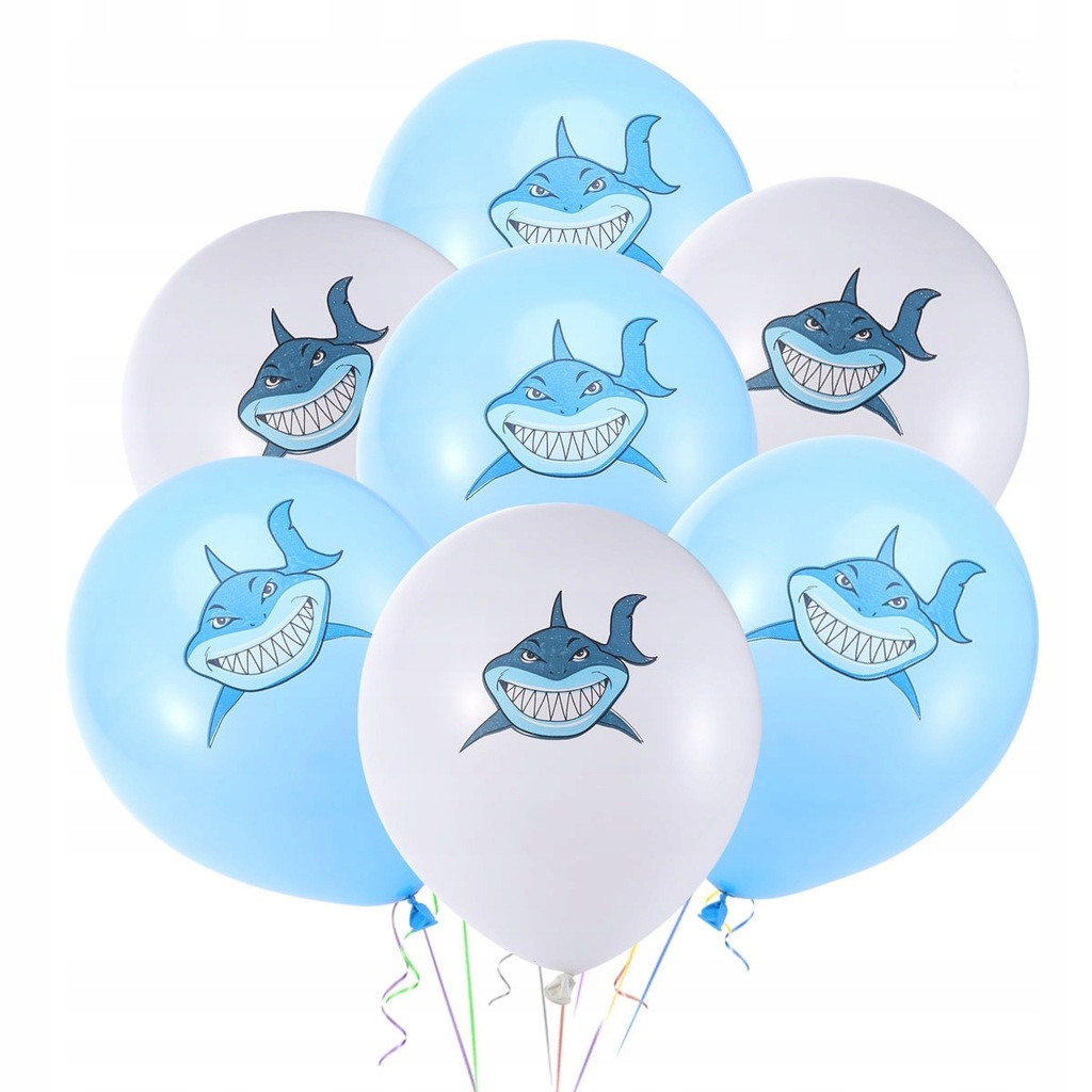 20PCS 12 INCH CARTOON SHARK PATTERN BALLOON