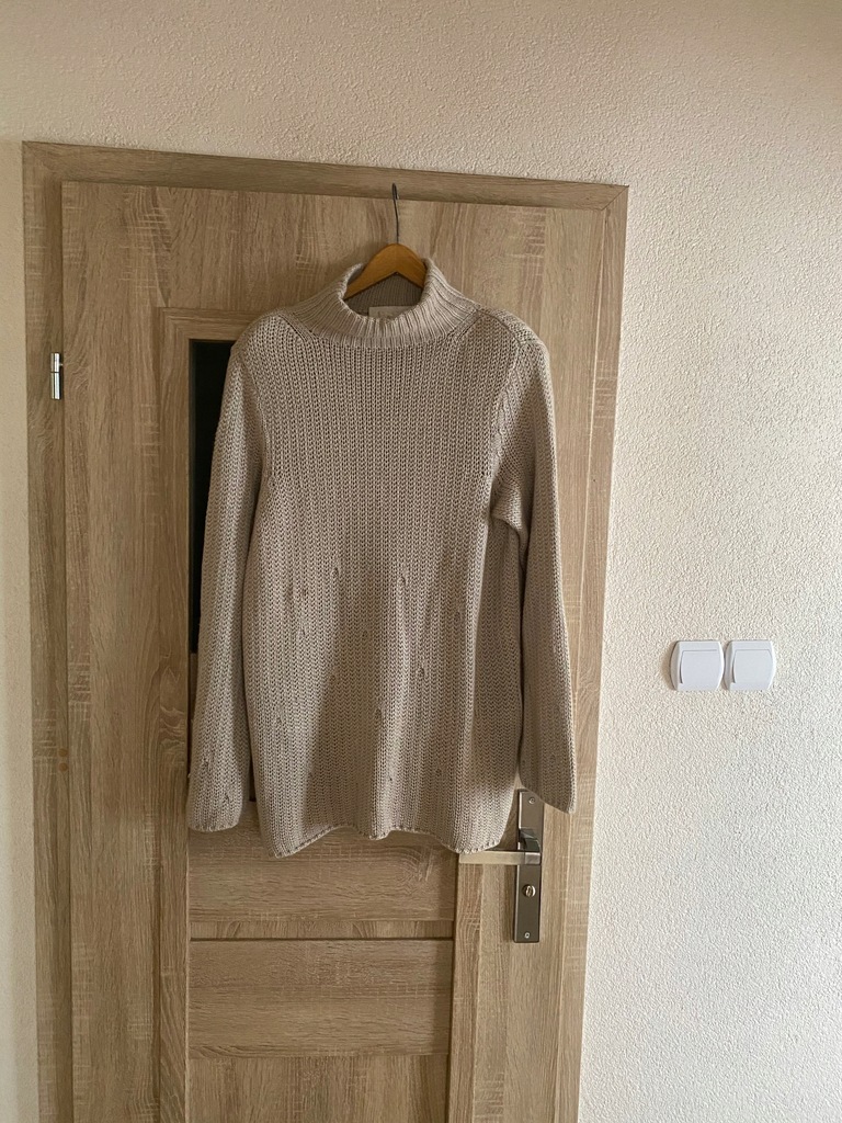 Escada sweter wełna kaszmir nude oversize premium