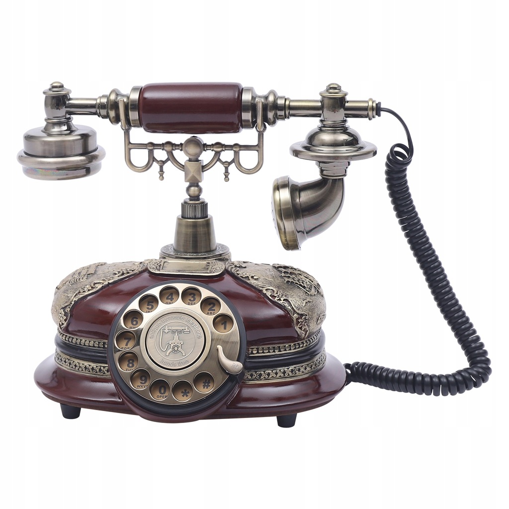 Telefon vintage w stylu lat 60., biurkowy, retro, z tarczą