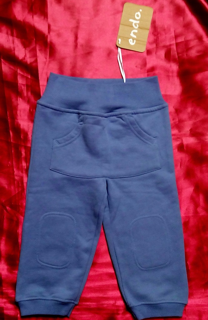 ENDO Wygodne spodnie dresowe niebieskie 80