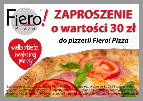 Zaproszenie do Pizzeri FIERO-Zgierz o wart. 30 zł