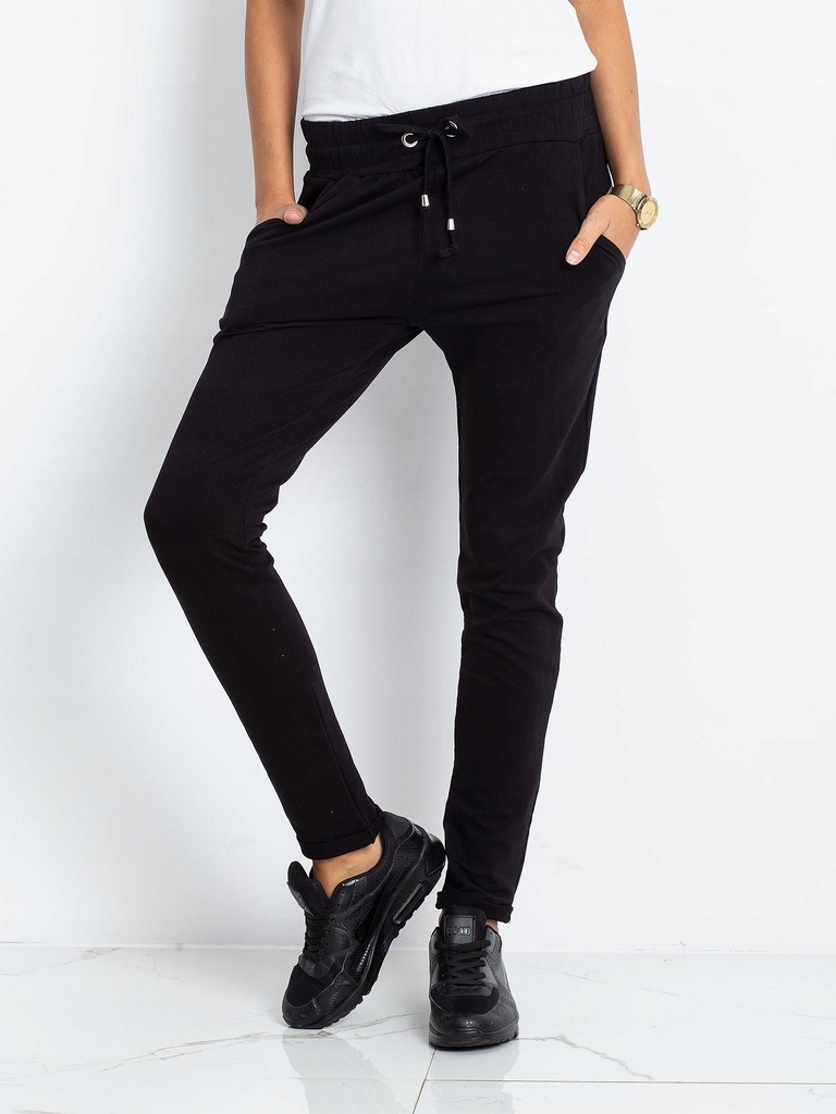 Damskie spodnie dresowe z bawełny czarne L