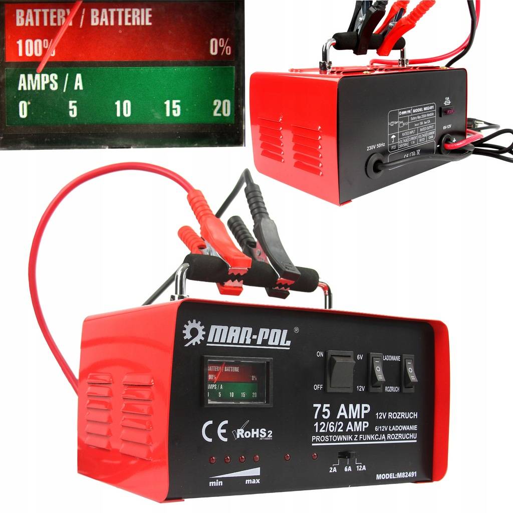 PROSTOWNIK Z ROZRUCHEM 75A 6V 12V ROZRUCH DO KLEMY