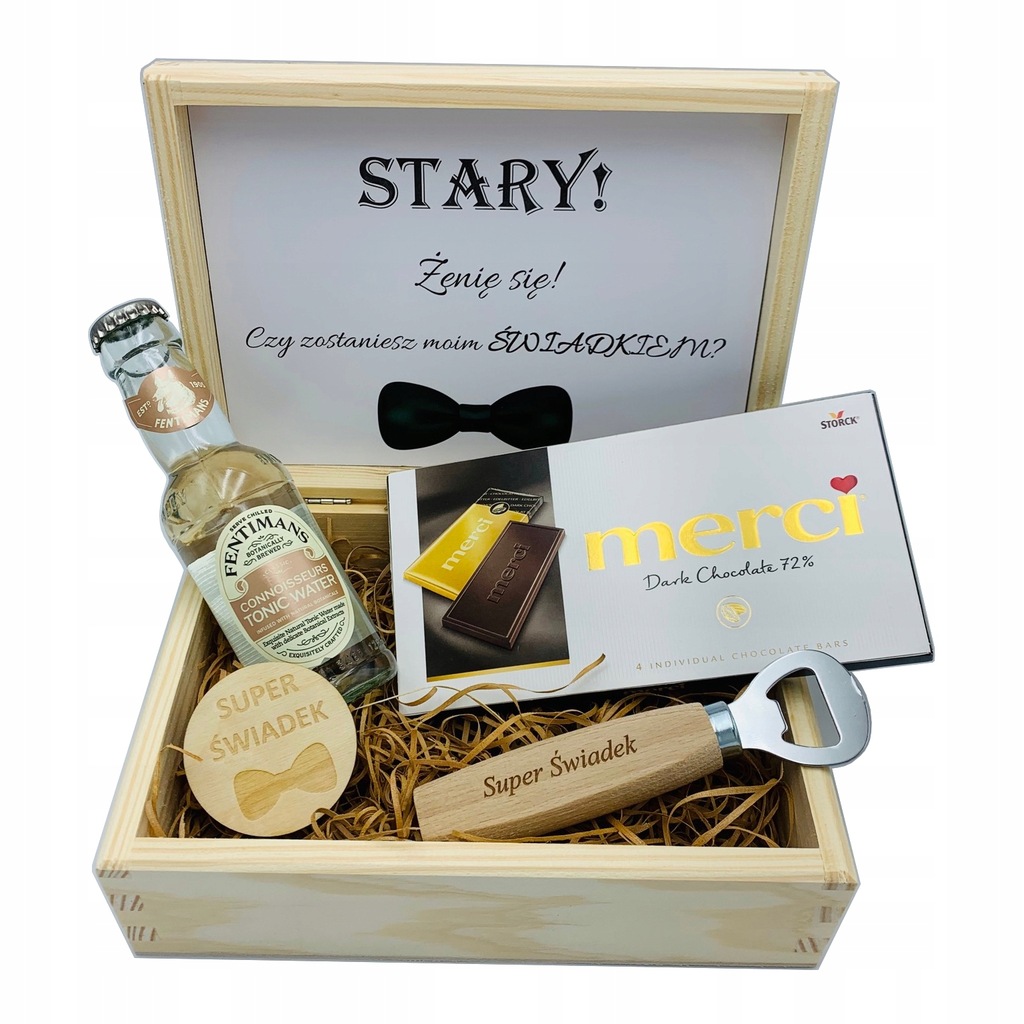 GIFTBOX dla ŚWIADKA PROŚBA o ŚWIADKOWANIE SZKATUŁKA PUDEŁKO DREWNIANE ŚLUB
