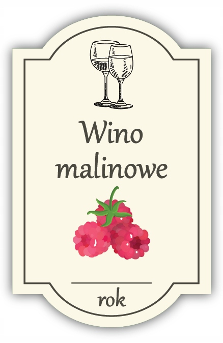 Wino MALINOWE - etykieta na butelkę 10 szt.