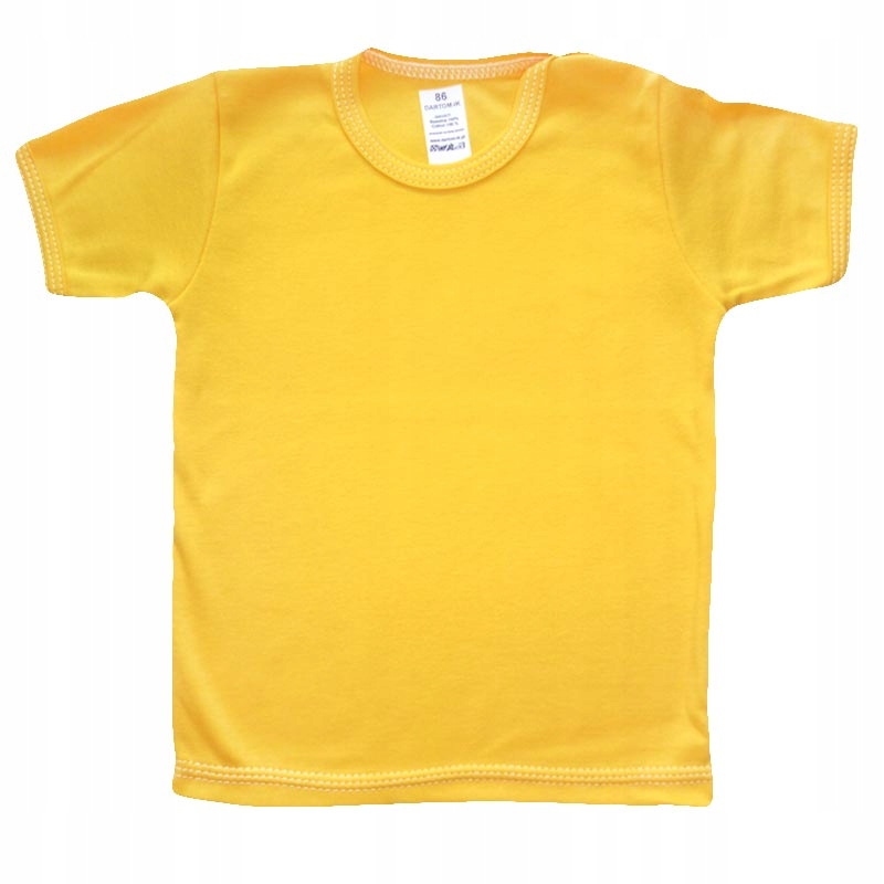 Bluzka krótki rękaw 98 gładka bawełna cała żółta