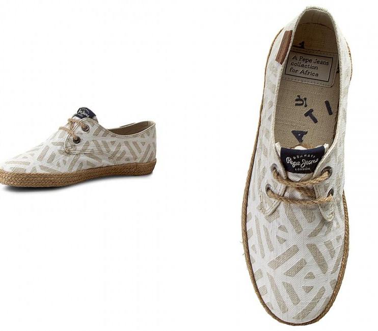 PEPE JEANS SZNUROWANE BEŻOWE ESPADRYLE WZÓR (39)