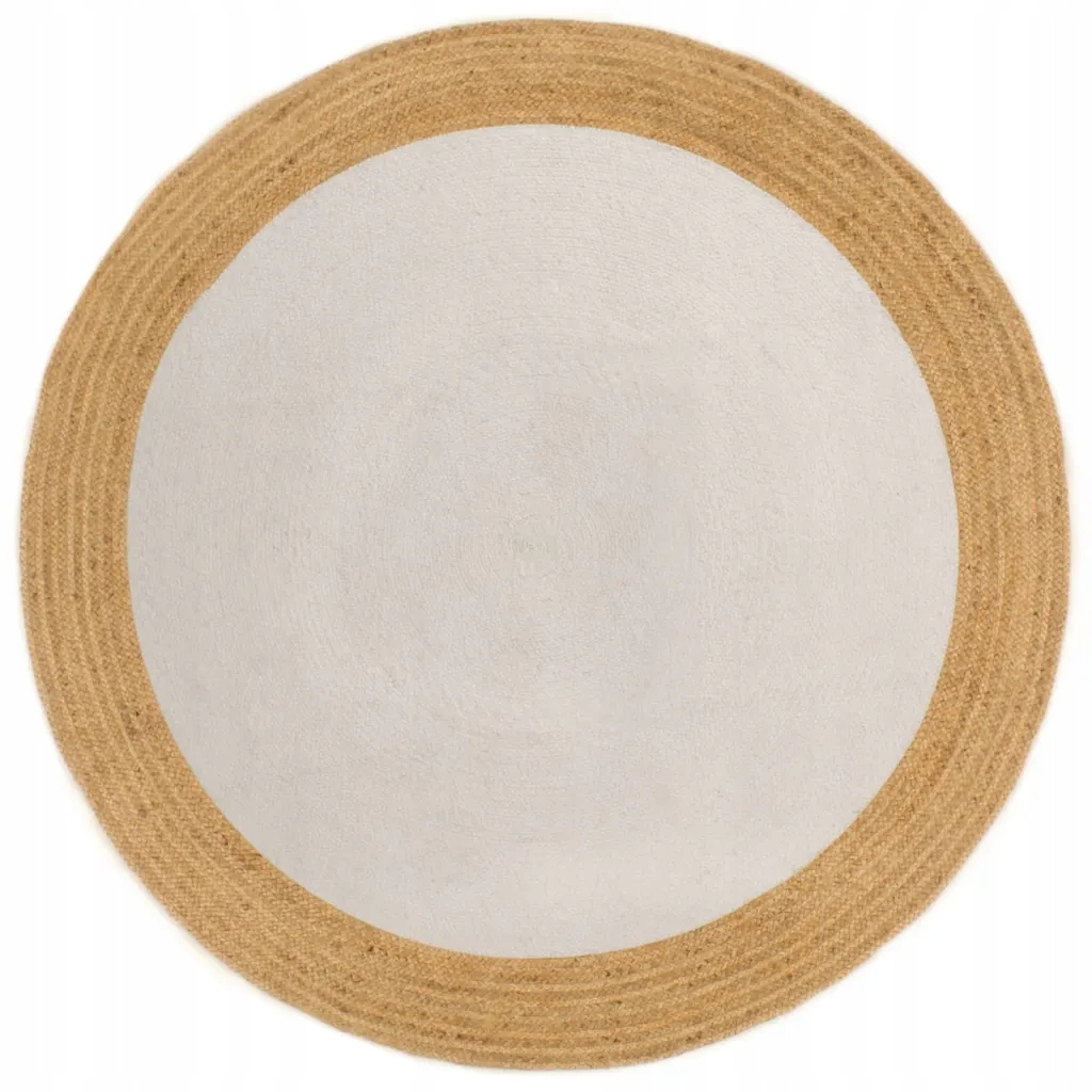 Pleciony dywan, biało-naturalny, 120 cm, juta, baw