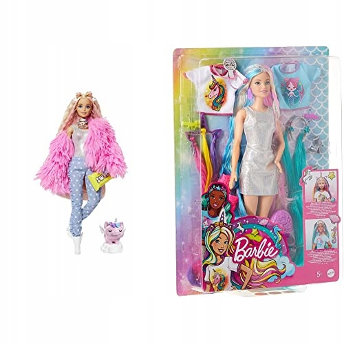Barbie Extra Doll 3 Pink Fluffy Coat with Unico 12405657775