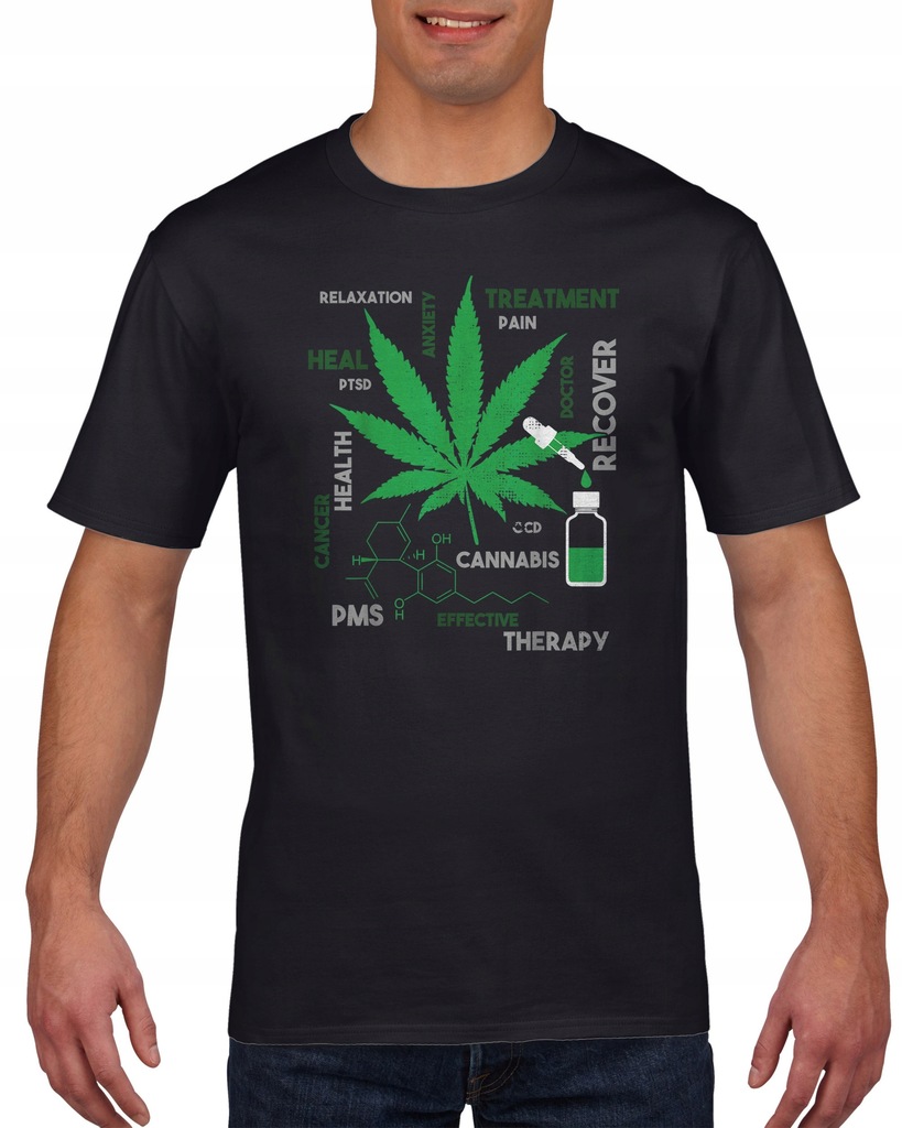 Koszulka męska Liść cannabis marihuana CBD XL