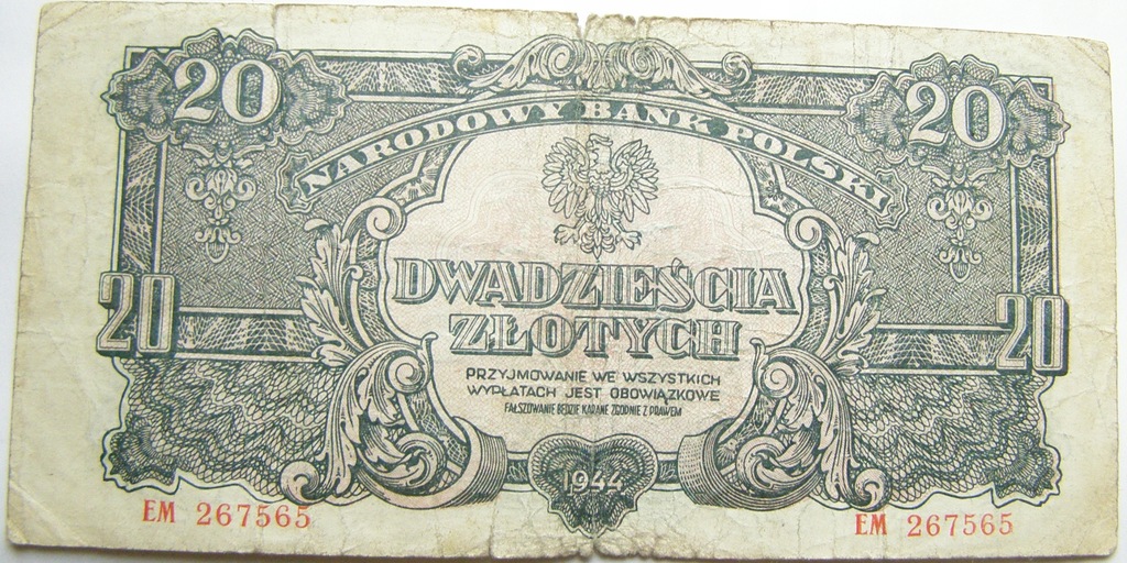 20 złotych 1944 r.seria EM