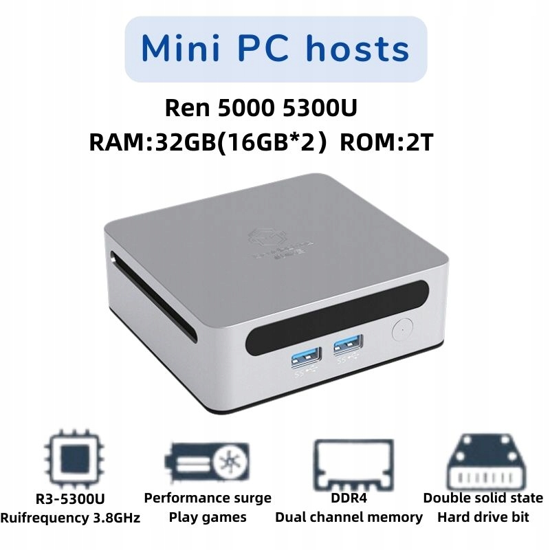 Mini PC Ren5000 5300UAMD R3-5300U+32GB(16GB*2)+2TB