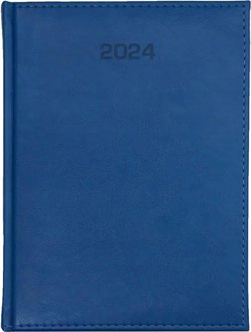 KALENDARZ KSIĄŻKOWY 2024 A5 tygodniowy z notesem niebieski grawer