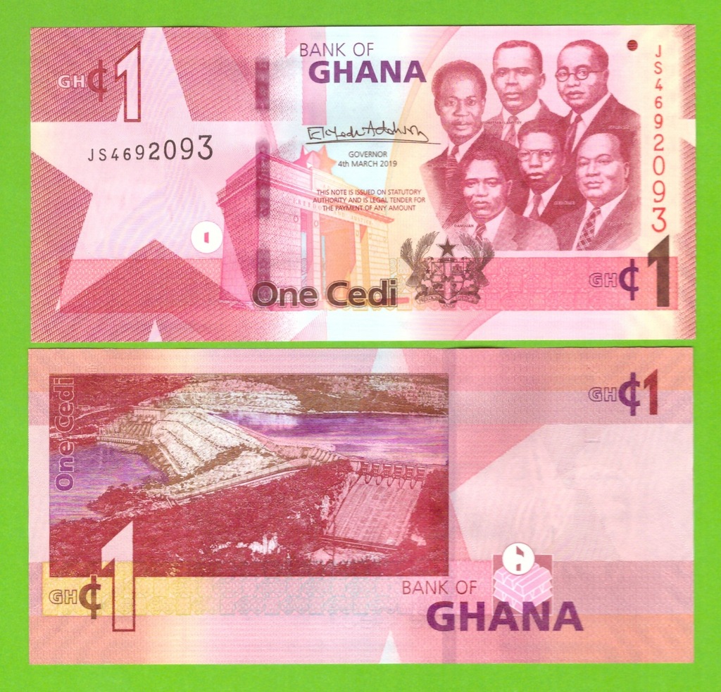 GHANA 1 CEDI 2019 P-45 UNC