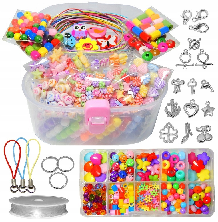 ZESTAW KORALIKÓW DO ROBIENIA BIŻUTERII dla dzieci - 7651469982