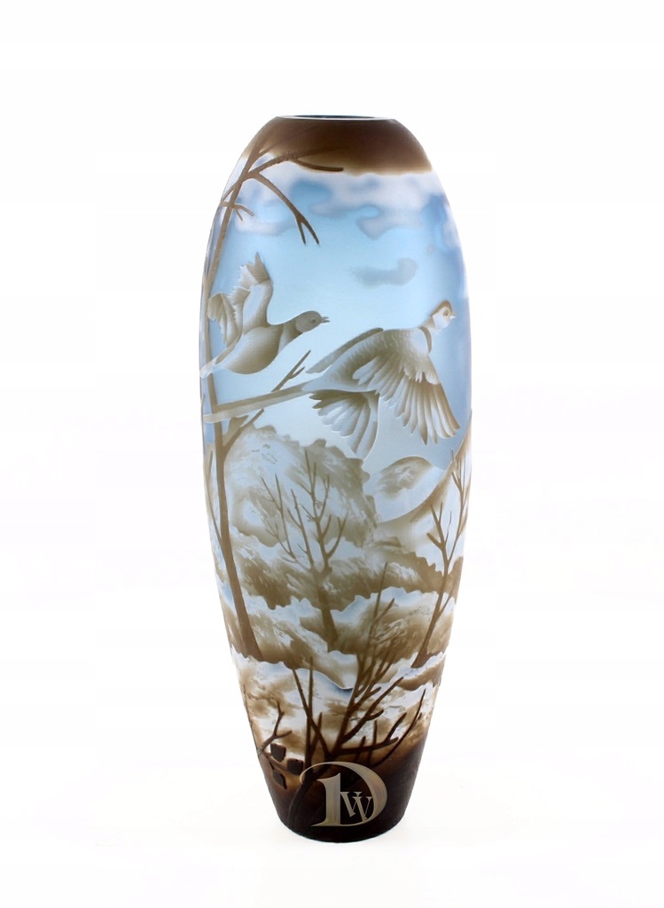 Murano Tall Hand Blown Glass Vase Blue Sommerso Fused Art Sculpture 8" 