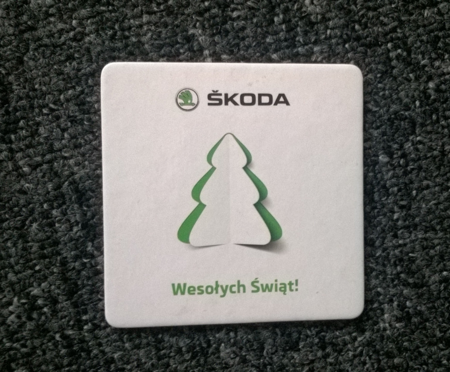 Skoda - Podstawka pod szklankę kubek świąteczna