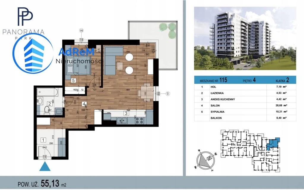 Mieszkanie, Białystok, Antoniuk, 55 m²