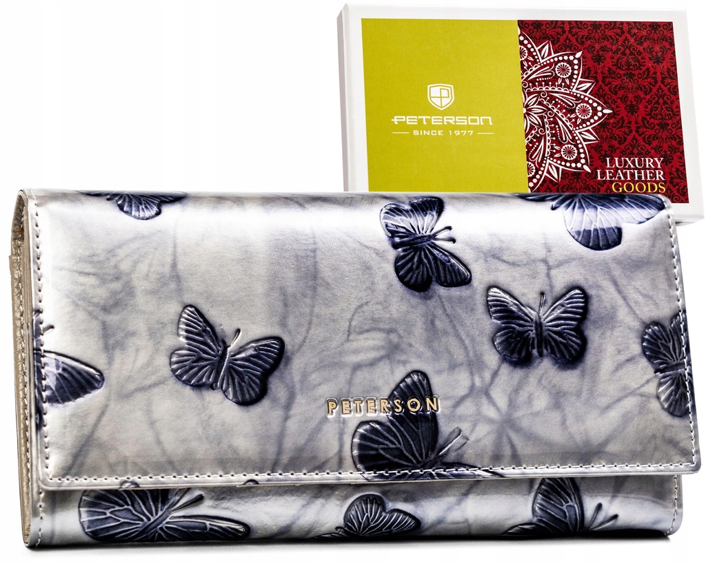 PETERSON portfel damski skórzany duży z zabezpieczeniem RFID STOP
