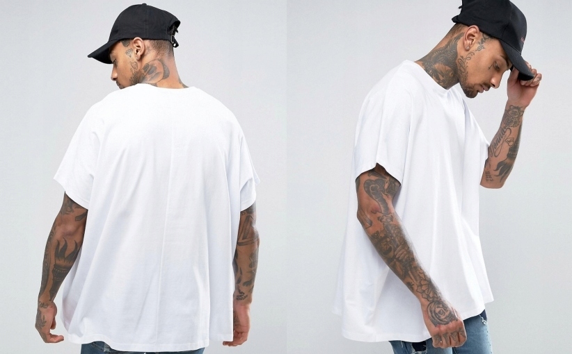 G3H301*7D BIAŁY T-SHIRT KOSZULKA OVERSIZE MĘSKA L