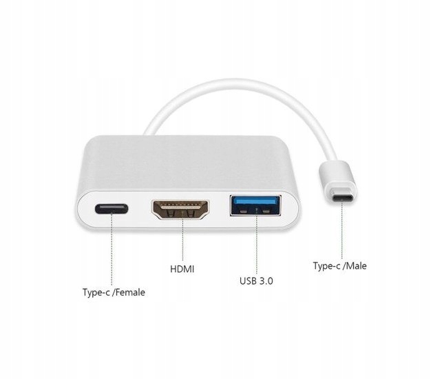 MACLEAN ADAPTER USB 3.1 C-HDMI 4K + USB 3.0 + USB C MCTV-840